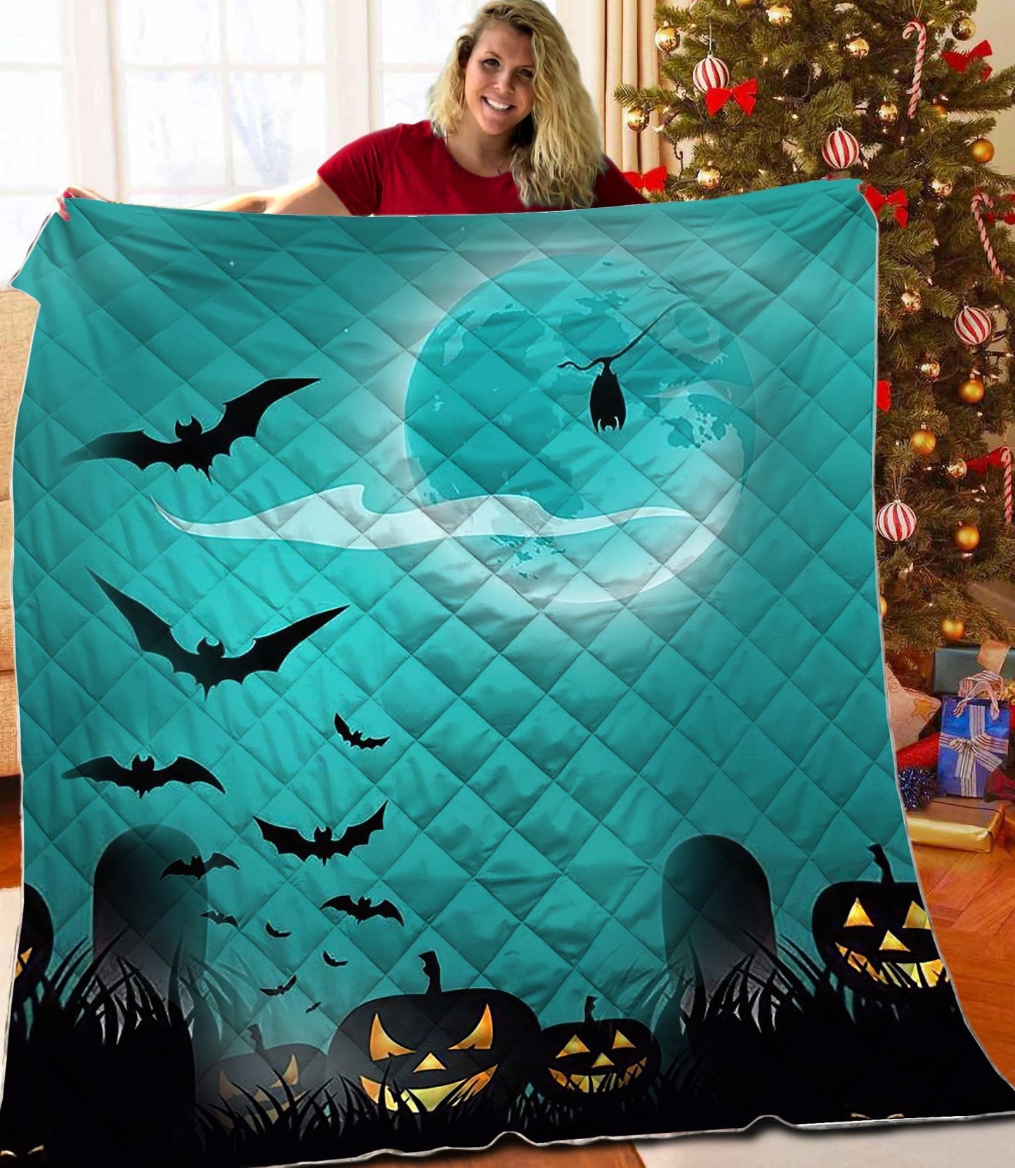 The Bat Pastel Night Halloween Quilt