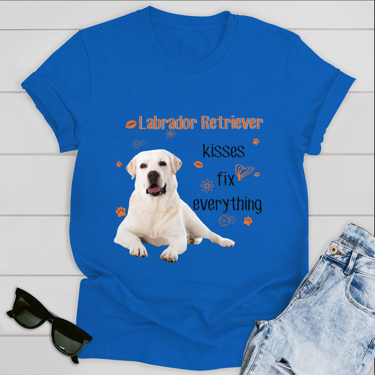 Dog T-shirt Labrador Kisses Fix Everything Version 2