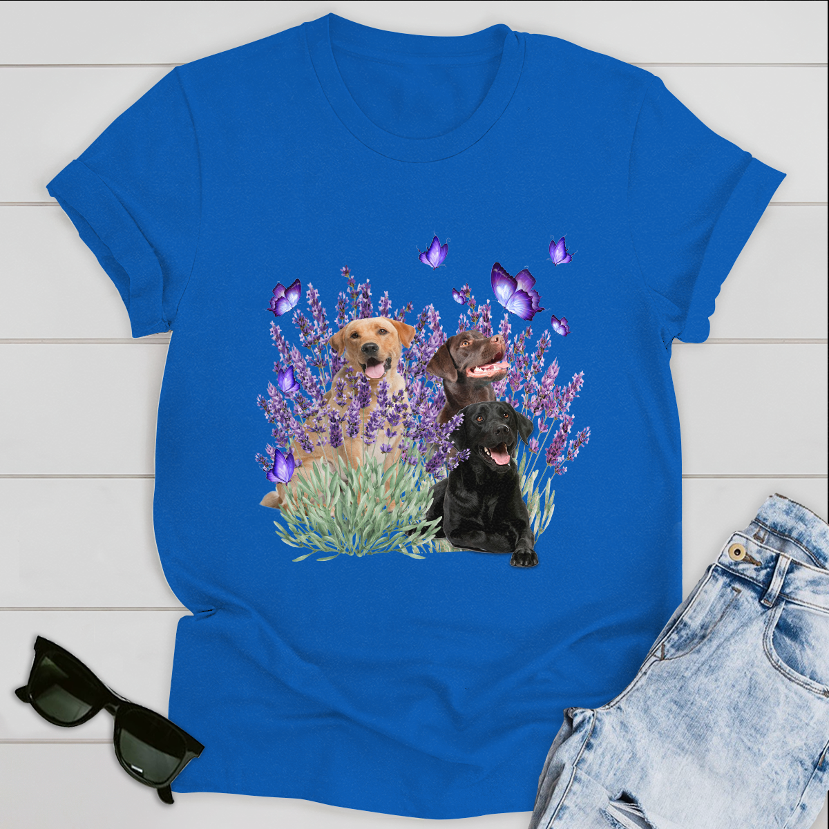 Dog T-shirt Labrador Retriever And Flowers
