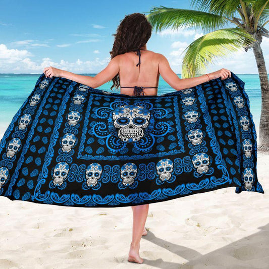 Sugar Skull Pattern Silky Beach Sarong Summer Beach Towel 16072101.CTA