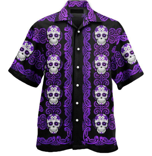 Sugar Skull Red And White Pattern Hawaii Shirt 160721020.CTA