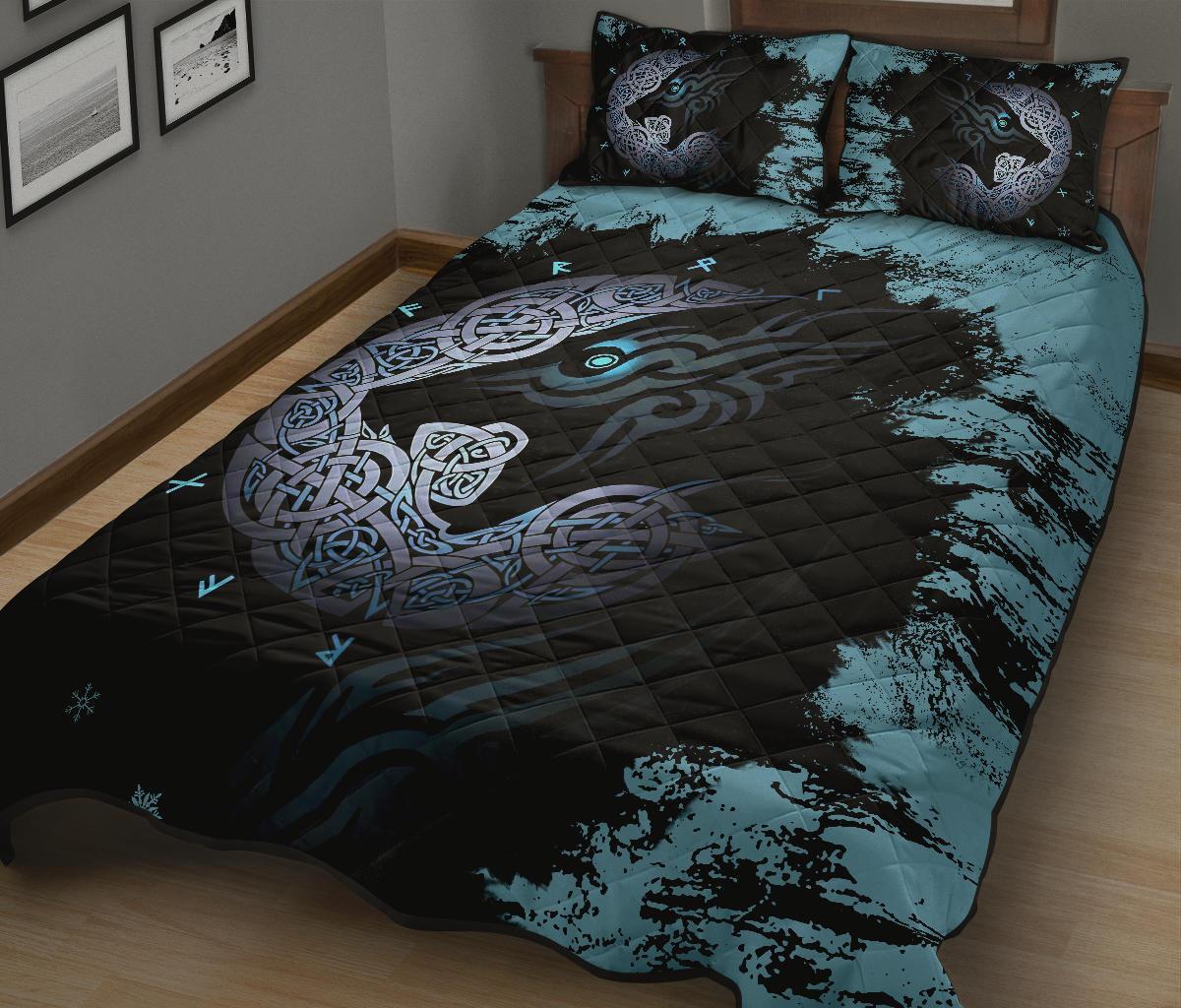 Viking Fenrir Wolf Quilt Bed Set