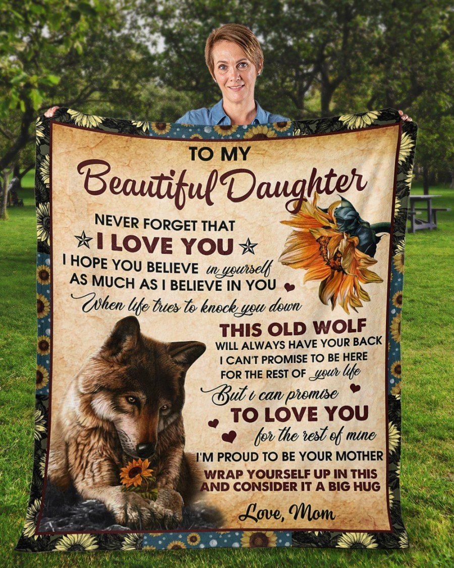 To My Daughter From Mom - Wolf - Premium Blanket