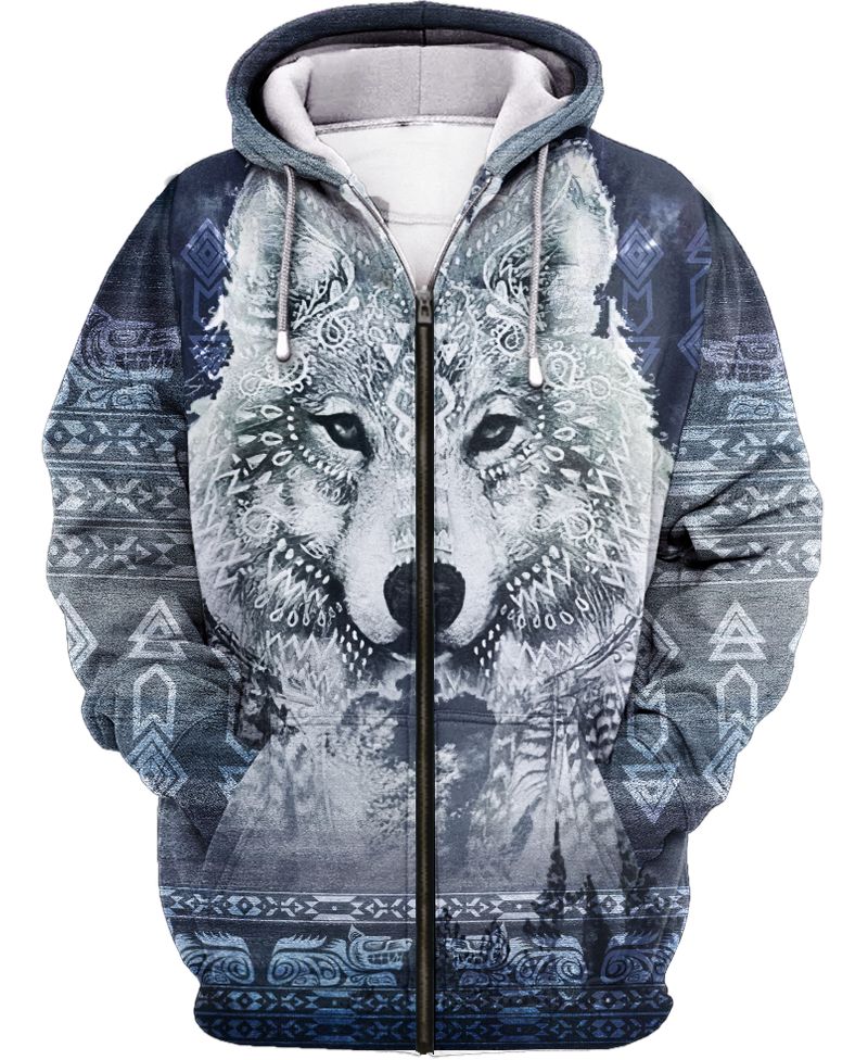 Wolf Native American Hoodie 3D All Over Printed Shirts