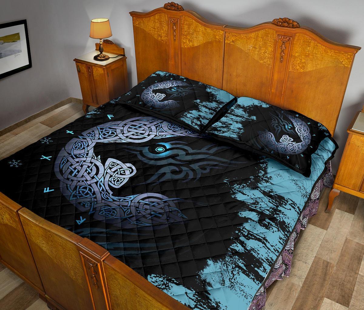Viking Fenrir Wolf Quilt Bed Set