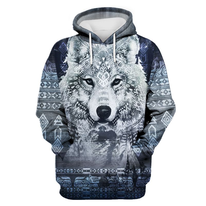 Wolf Native American Hoodie 3D All Over Printed Shirts