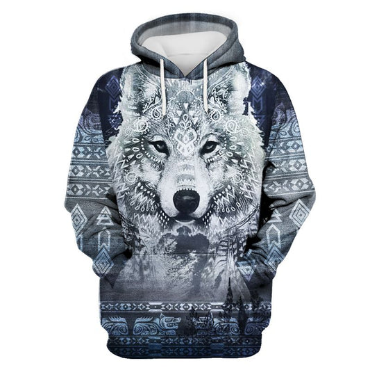 Wolf Native American Hoodie 3D All Over Printed Shirts