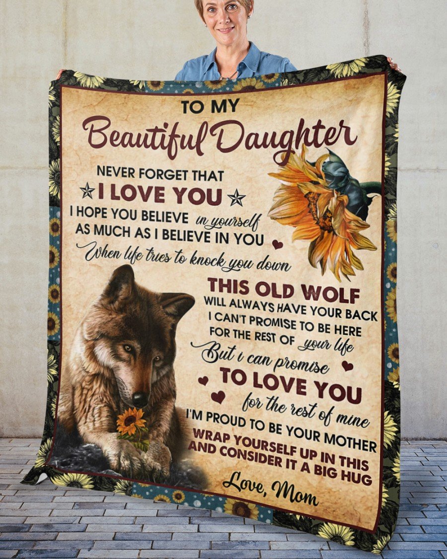 To My Daughter From Mom - Wolf - Premium Blanket