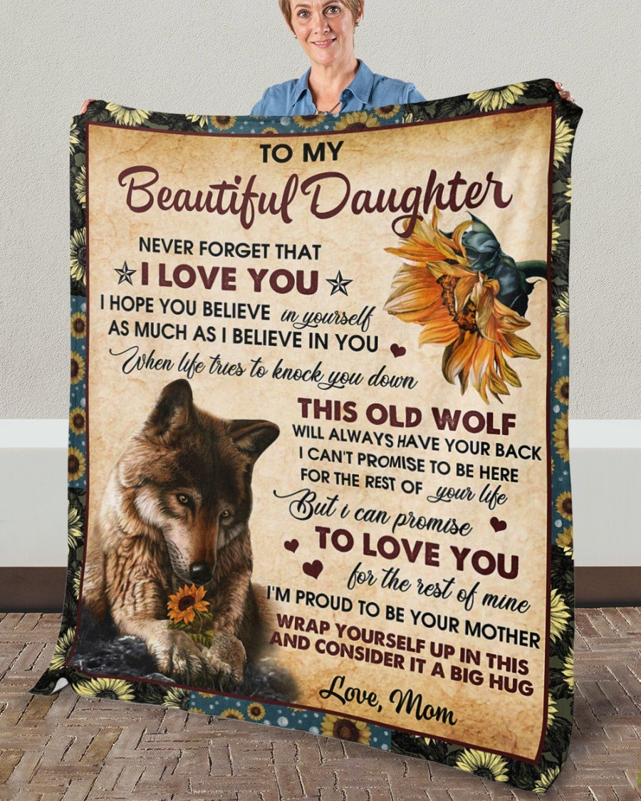 To My Daughter From Mom - Wolf - Premium Blanket