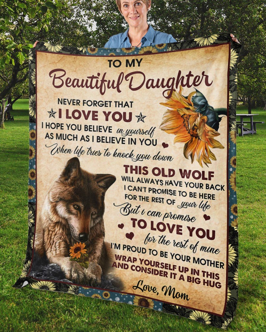 To My Daughter From Mom - Wolf - Premium Blanket