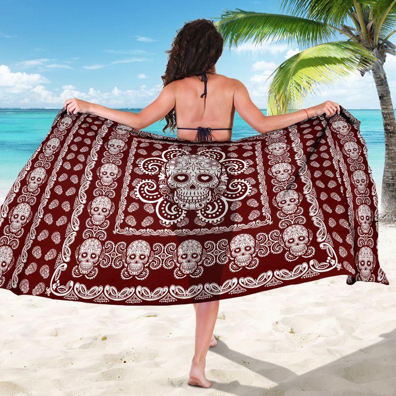 Sugar Skull Pattern Silky Beach Sarong Summer Beach Towel 16072102.CTA