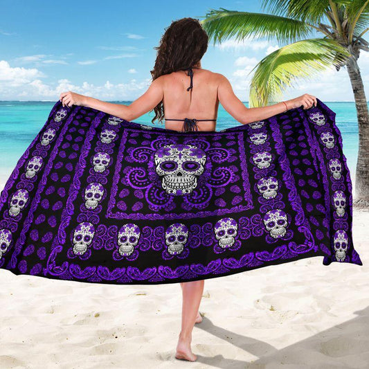 Sugar Skull Pattern Silky Beach Sarong Summer Beach Towel 16072104.CTA