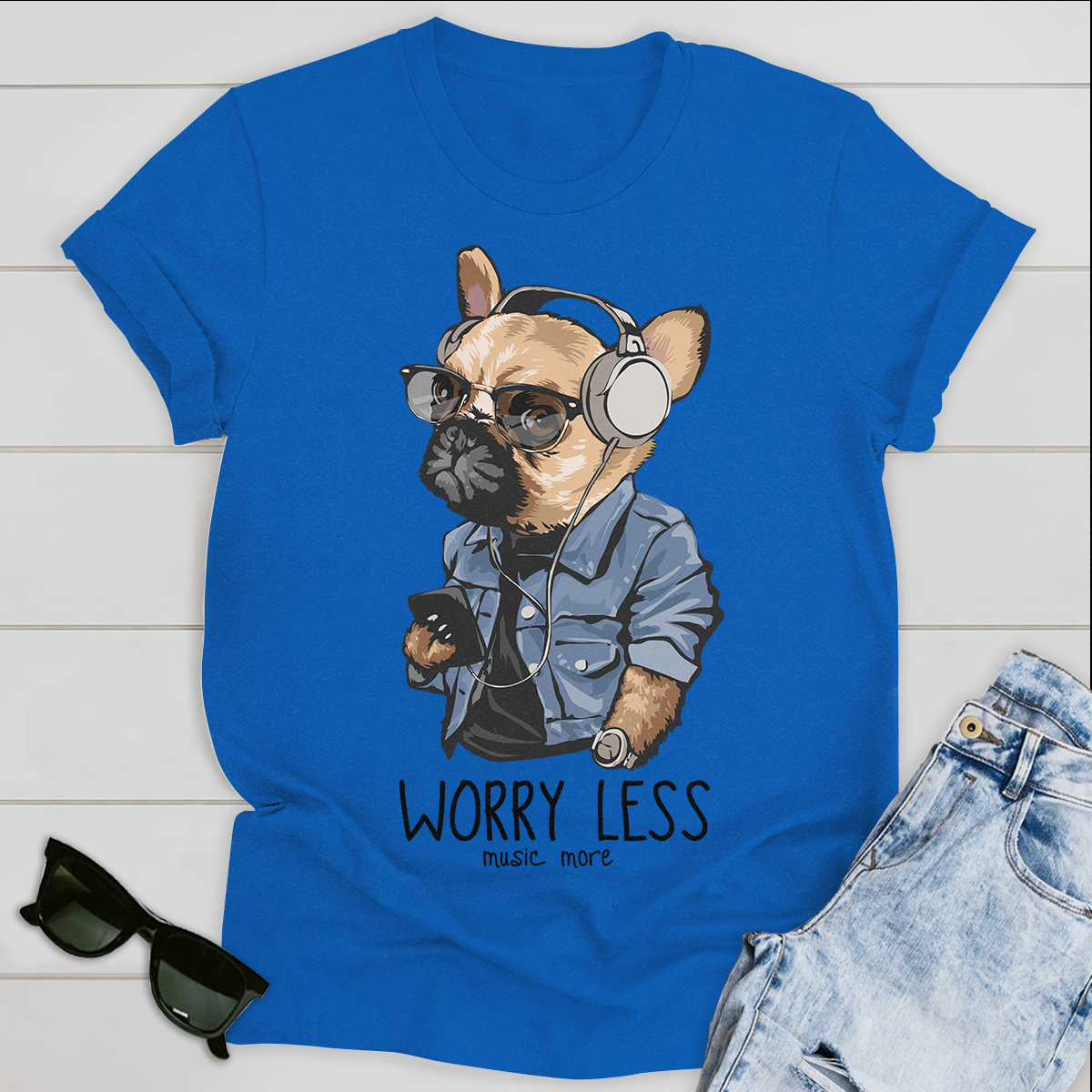 Music More Worry Less Personalized T-shirt For Dog Lover Friends