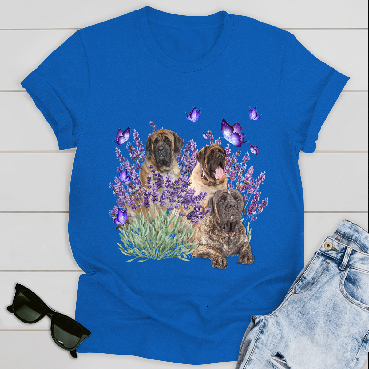 English Mastiff And Gorgeous Purple Flower For Corgi lover Dog Lover Classic T-Shirt