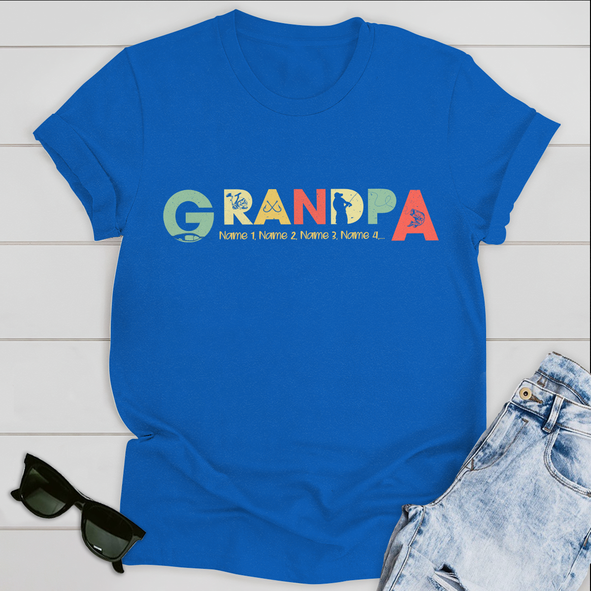 Grandpa Fishing Personalized T-shirt Fahter's Day