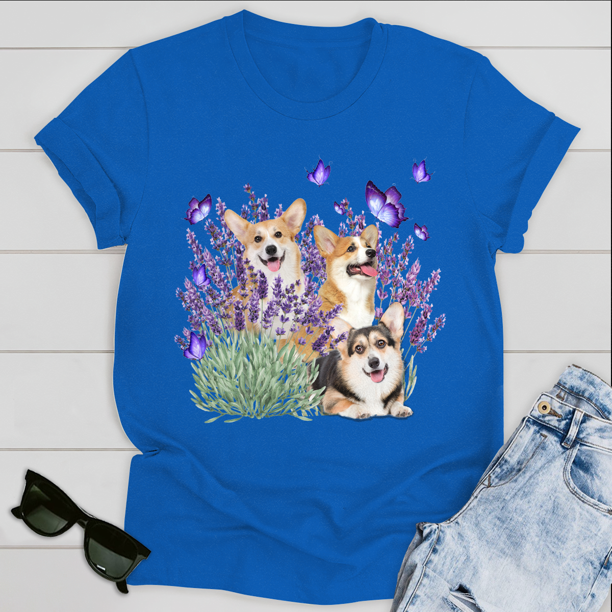 Corgi And Gorgeous Purple Flower For Corgi lover Dog Lover Classic T-Shirt