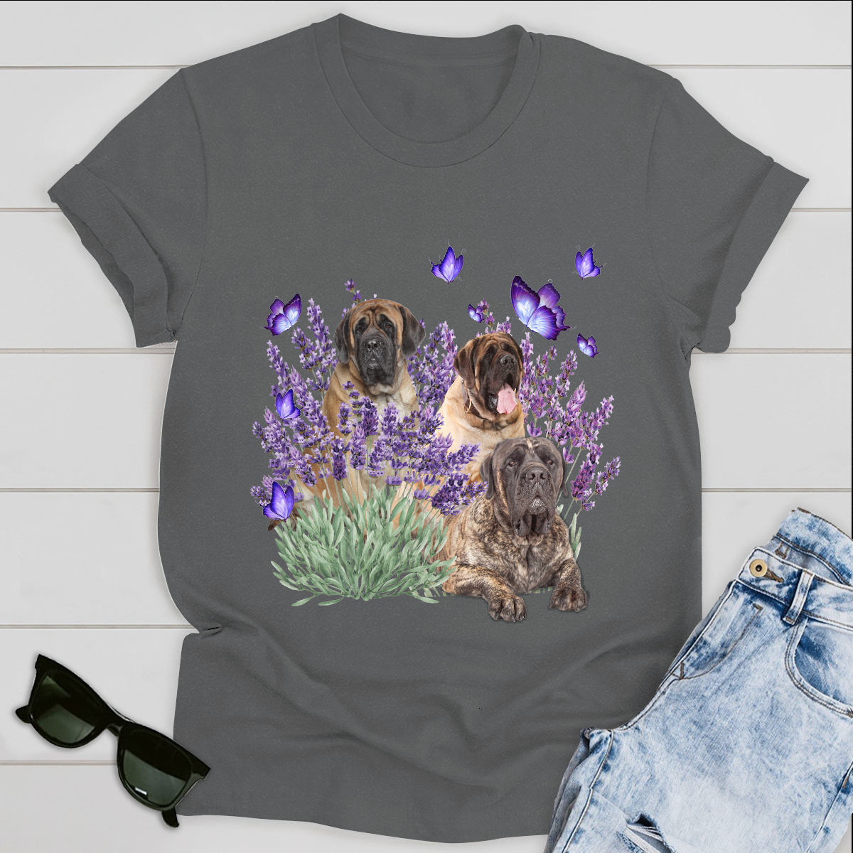 English Mastiff And Gorgeous Purple Flower For Corgi lover Dog Lover Classic T-Shirt