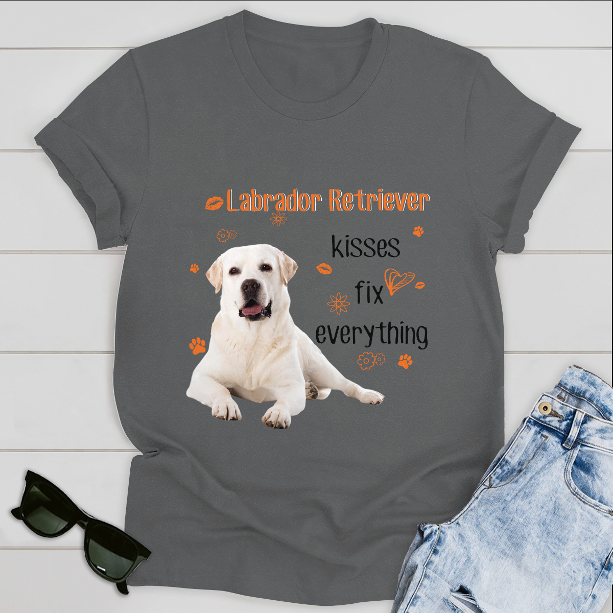 Dog T-shirt Labrador Kisses Fix Everything Version 2