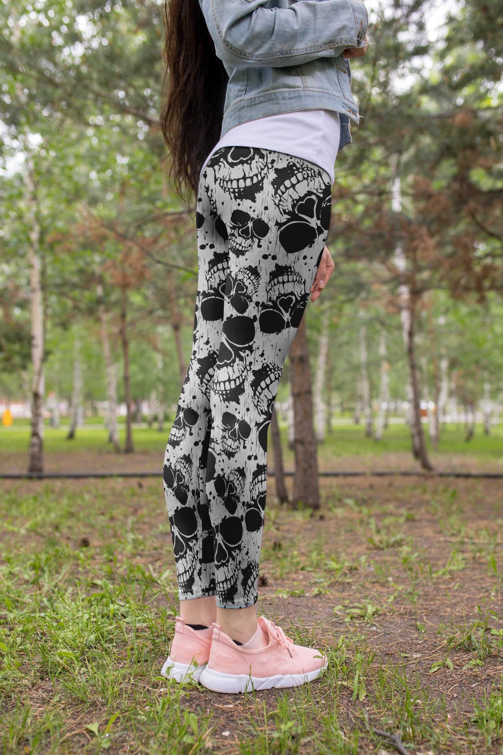 3D All Over Print Black Skull Legging - Amaze Style™-Apparel