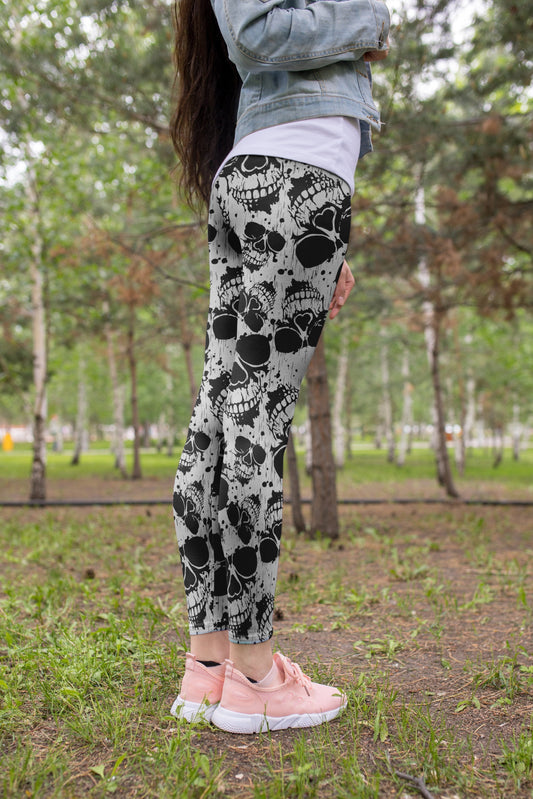 3D All Over Print Black Skull Legging - Amaze Style™-Apparel