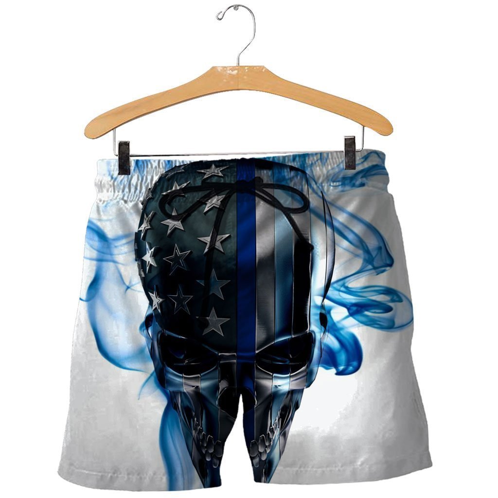 3D All Over Printed Skull Thin Blue Line - Amaze Style™-Apparel
