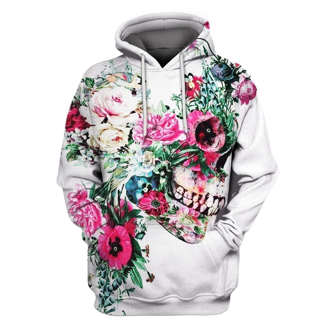 3D All Over Print Skull Flowers Shirt-Apparel-6teenth World-T-Shirt-S-Vibe Cosy™