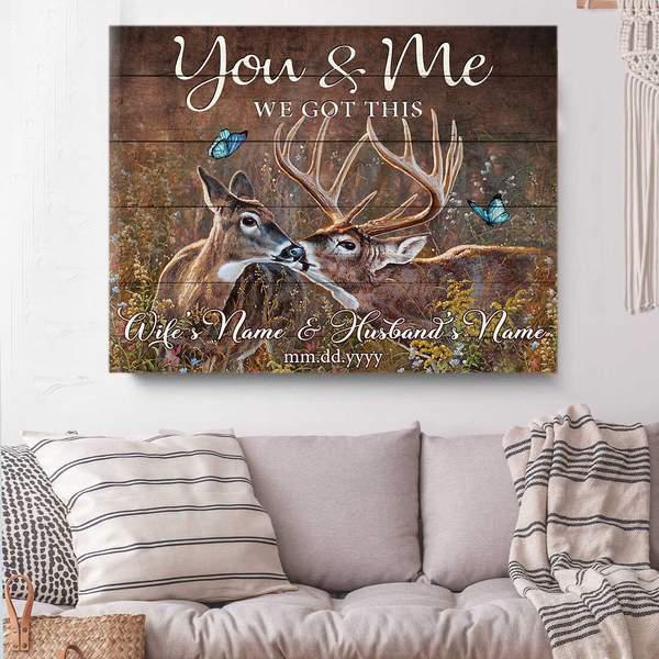 Stunning Gift Custom Name And Date Poster Wall Art - Deer You And Me We Got This