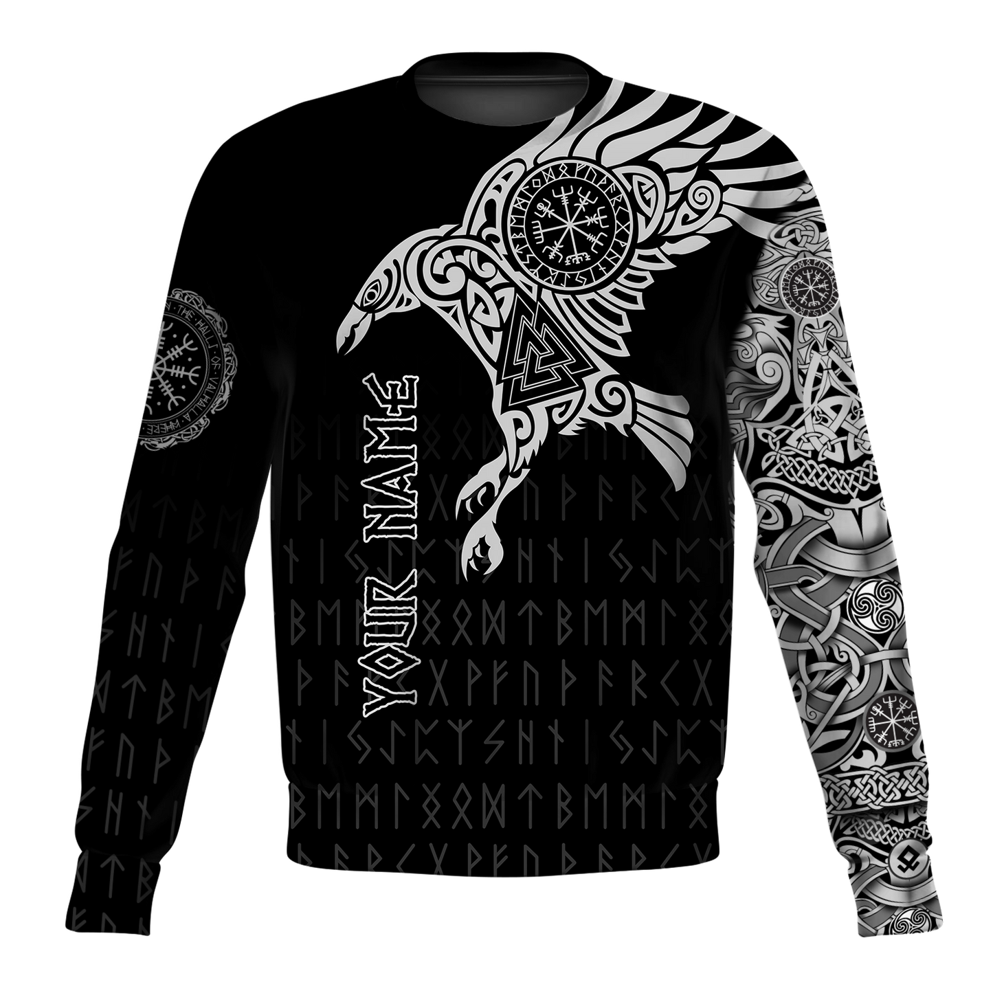 Vikings - The Raven of Odin Tattoo Custom Name