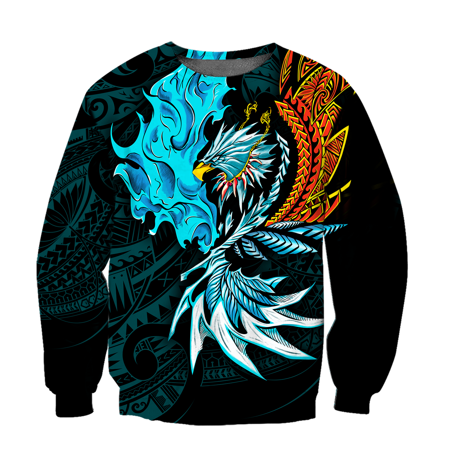 Amazing Eagle Warrior Polynesian 3D Tattoo Unisex Deluxe Hoodie ML