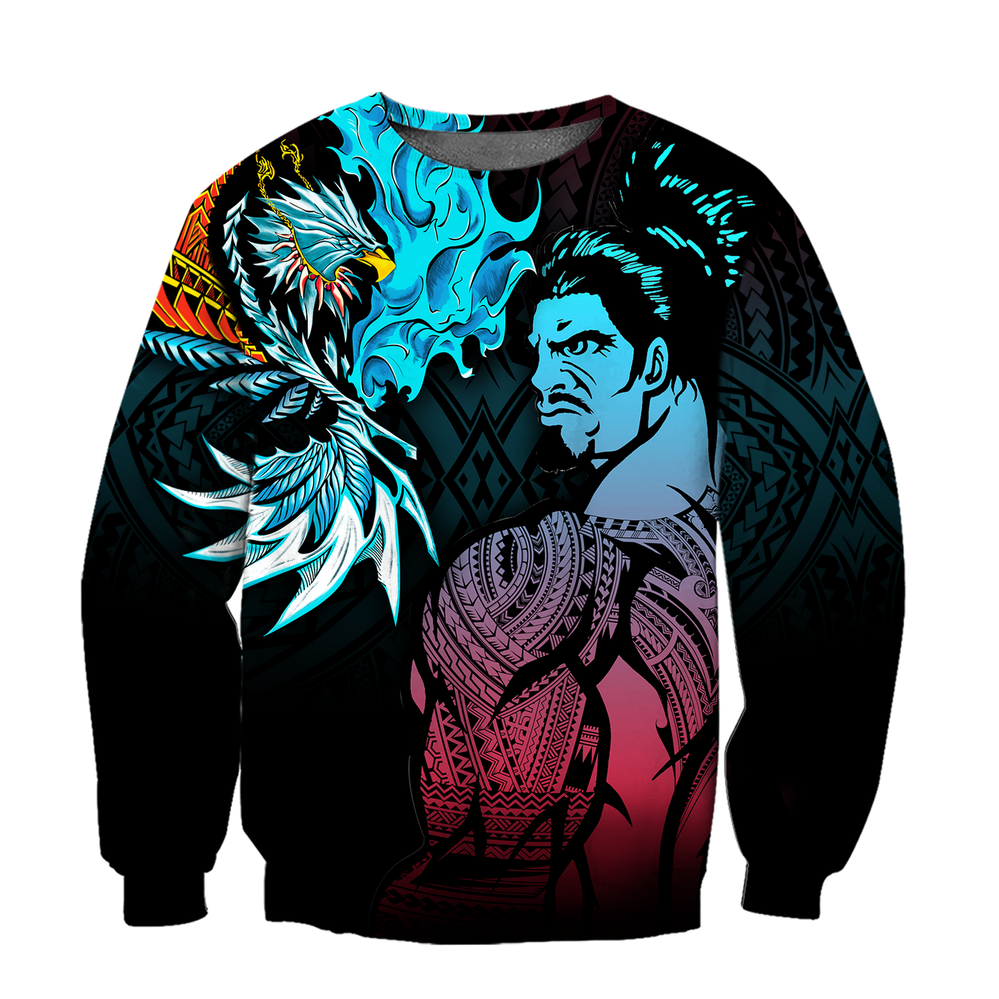 Amazing Polynesian Warrior 3D Tattoo Unisex Deluxe Hoodie ML