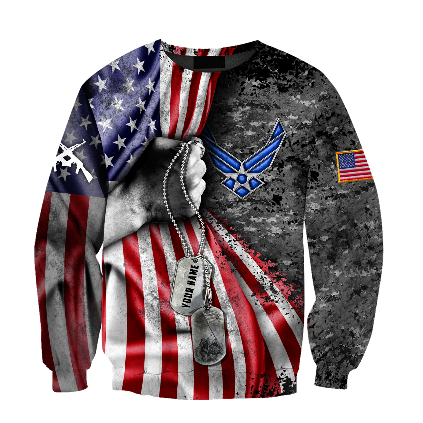 US Air Force tag Custom name 3D shirts for men and women Proud Military