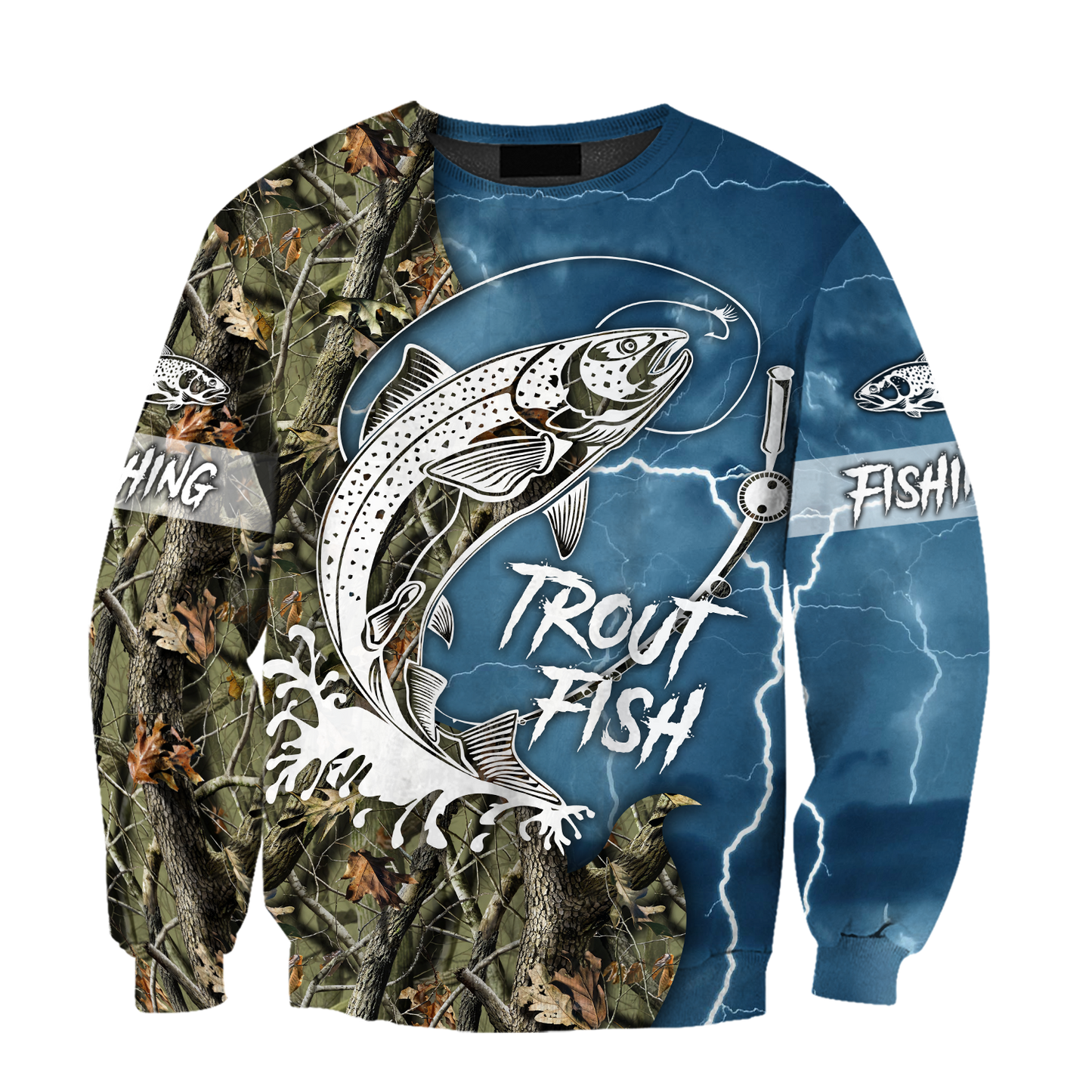 Trout Fishing blue Tattoo camo shirts for men and women