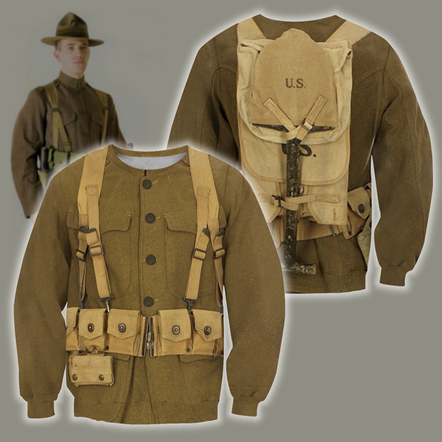 3D All Over Printed U.S. WWI Soldier Shirts - Amaze Style™-Apparel