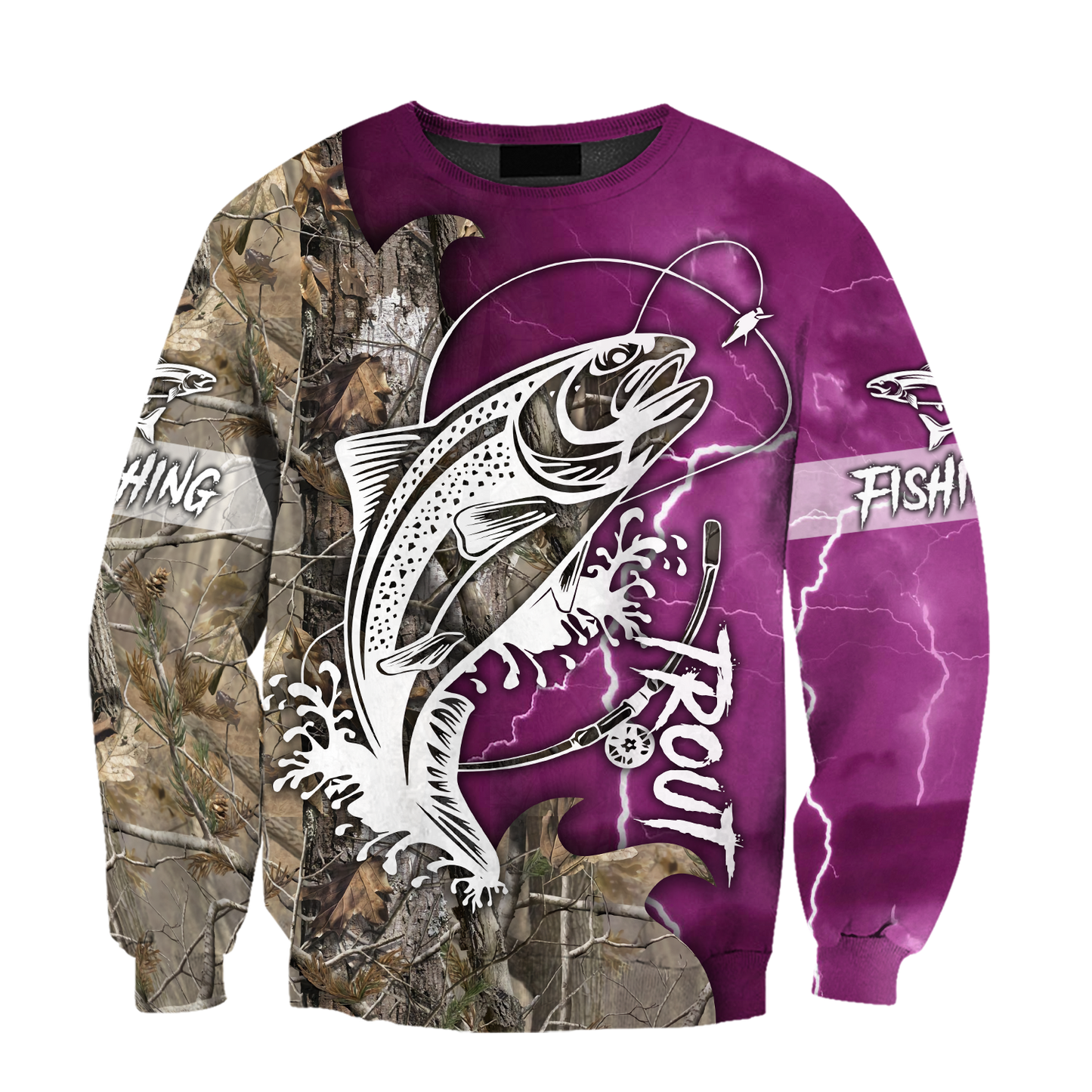 Trout Fishing purple Tattoo camo shirts for men and women