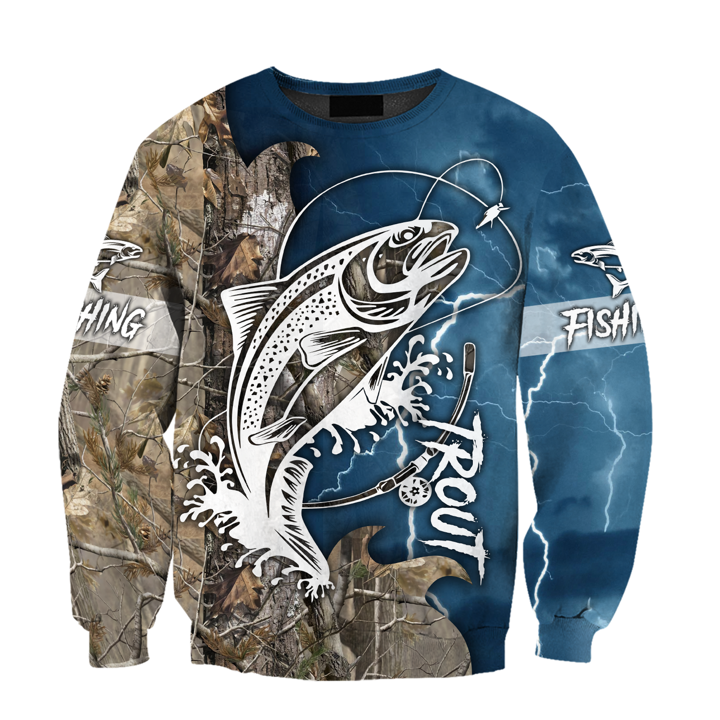 Trout Fishing Tattoo camo shirts for men and women blue color