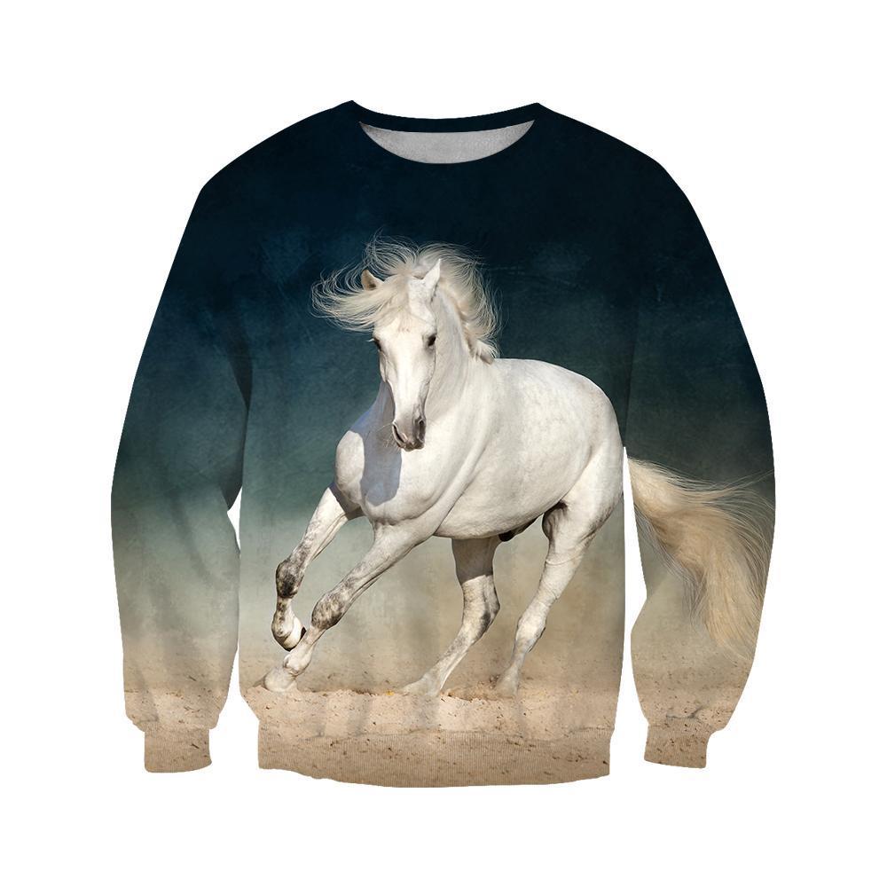 Beautiful White Horse 3D All Over Printed Shirt Hoodie For Men And Women JJ051206-Apparel-MP-Sweat Shirt-S-Vibe Cosy™