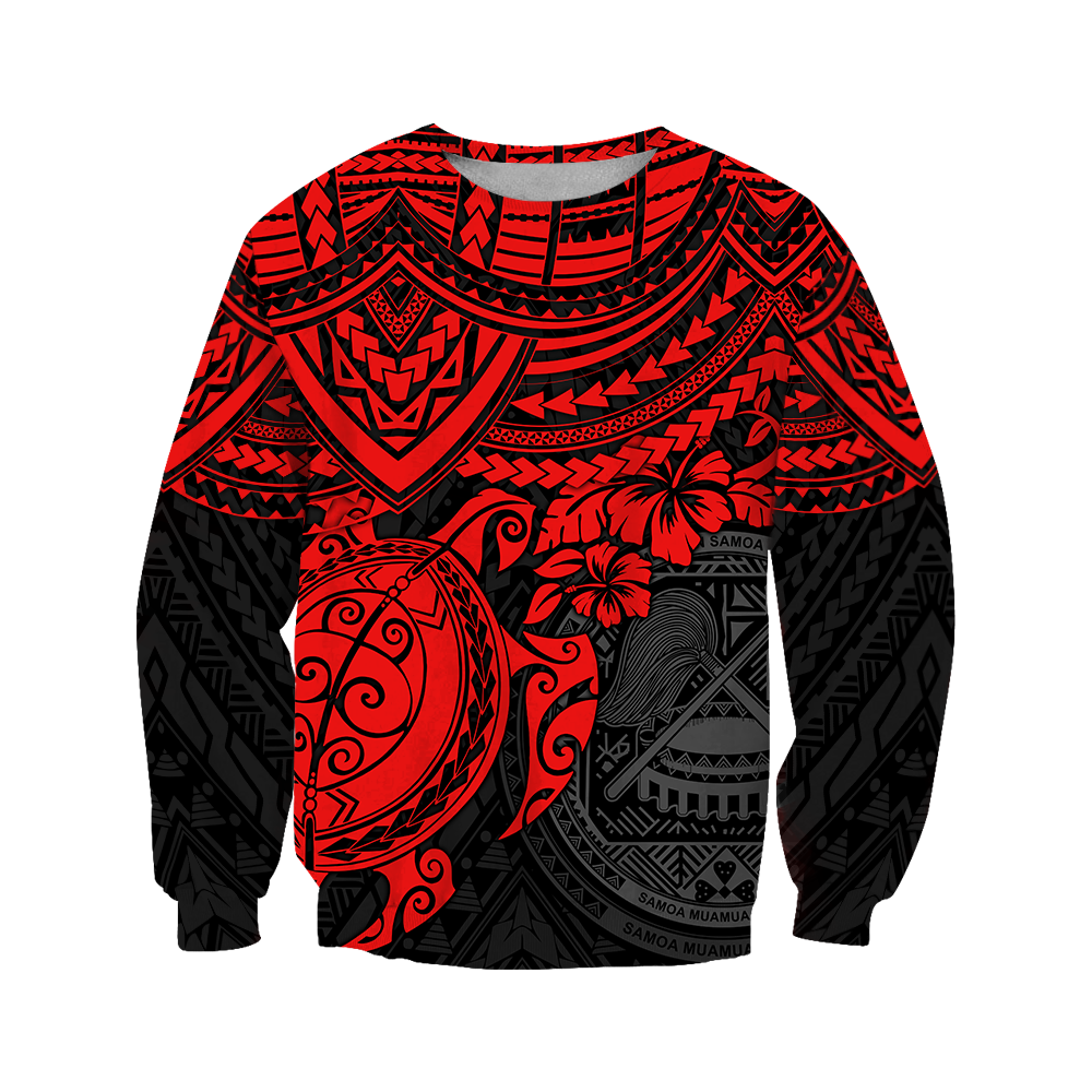 American Samoa Polynesian Hoodie Red Turtle JJ300102 PL - Amaze Style™-Apparel