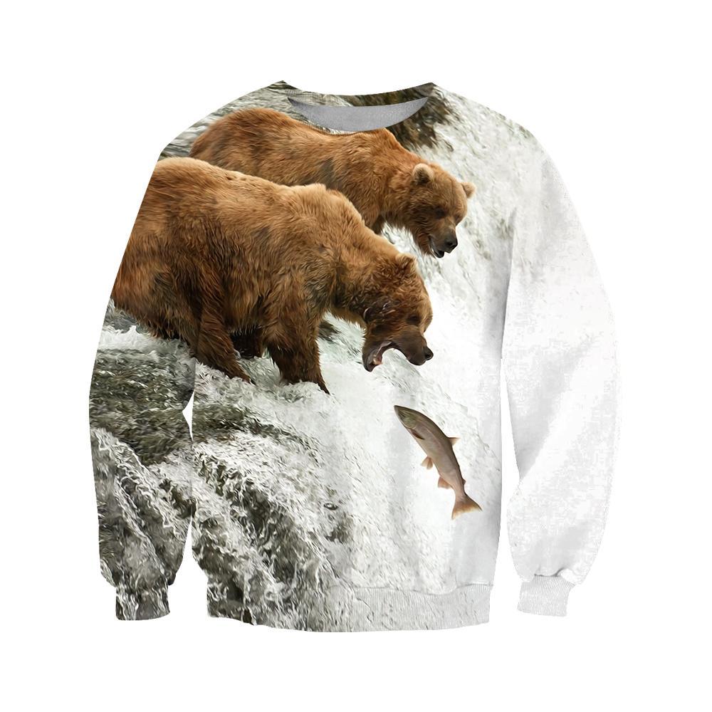 Bear hunts fish 3D all over printer shirts for man and women JJ241203 PL - Amaze Style™-Apparel