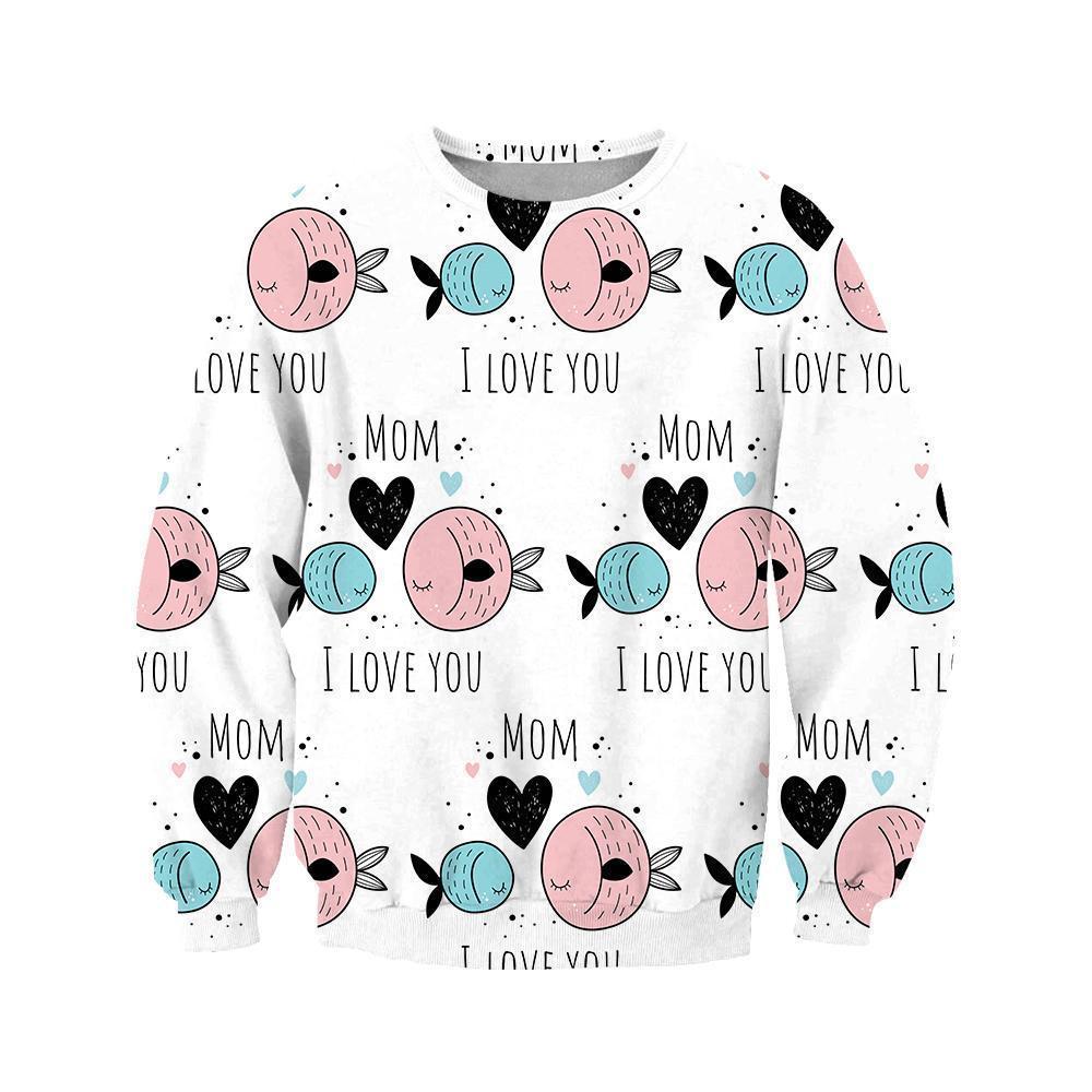 3D All Over I Love Mom Hoodie - Amaze Style™-Apparel