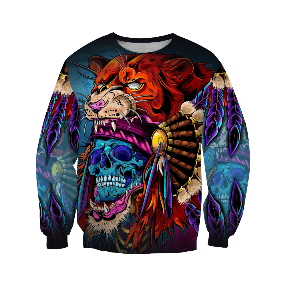 3D Lion Skull Over Printed Hoodie