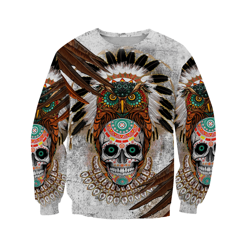 Sugar Native Skull Over Printed Hoodie