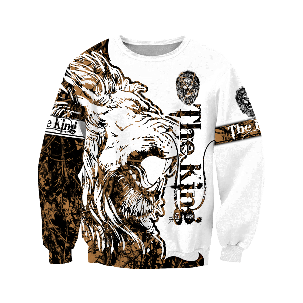 3D The Alpha King Lion Tattoo Over Printed Hoodie