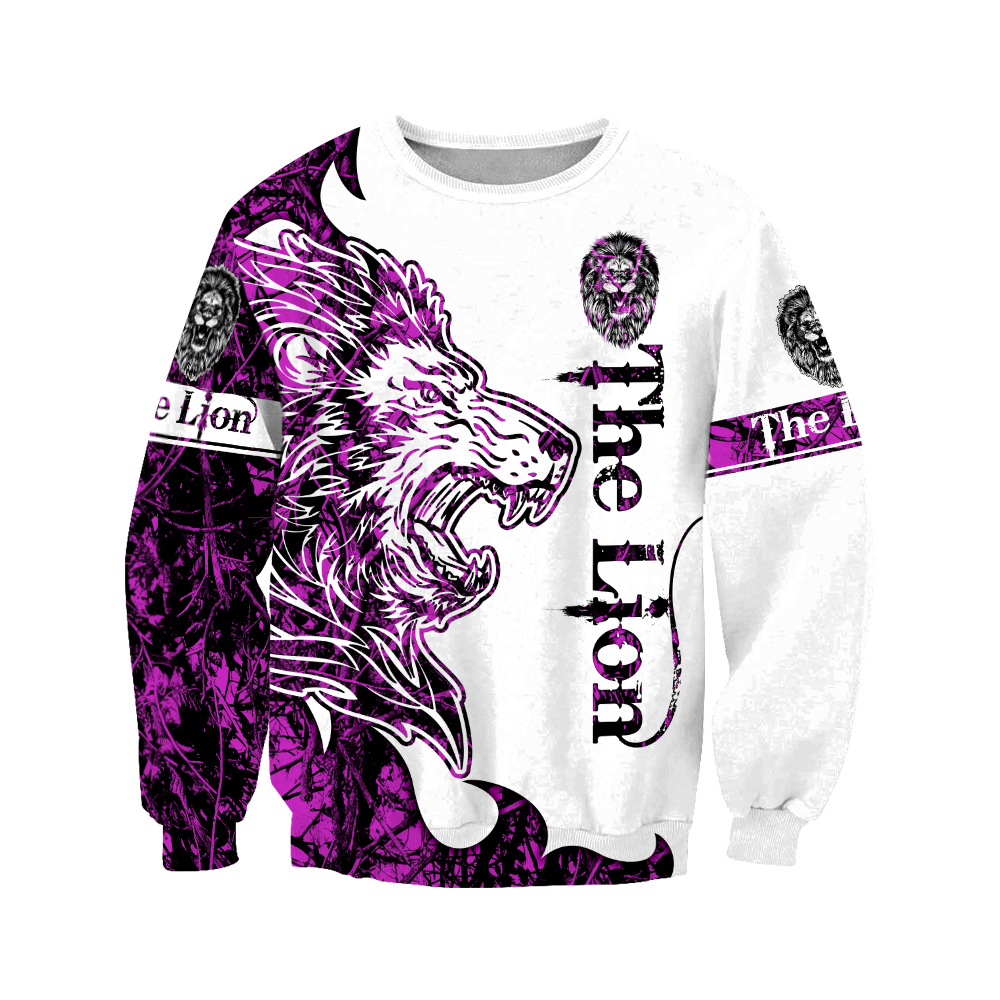 The Purple Lion Tattoo Over Printed Hoodie