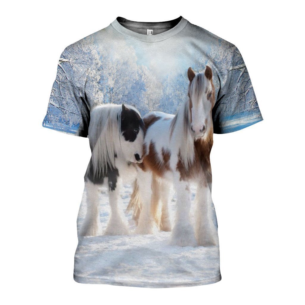 3D All Over Printed Winter Friesian Horse - Amaze Style™-Apparel