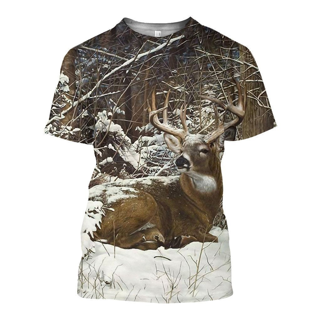 3D All Over Printed Winter Deer Shirts - Amaze Style™-Apparel