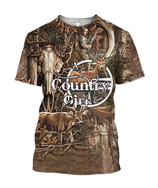3D All Over Printed Country Girl Bowhunting Deer Art Shirts and Shorts - Amaze Style™-Apparel