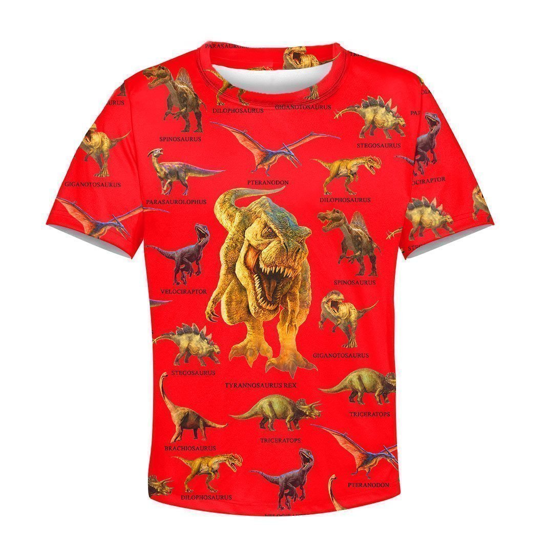 3D All Over Printed Red Dinosaurs T-Rex Shirts - Amaze Style™-Apparel