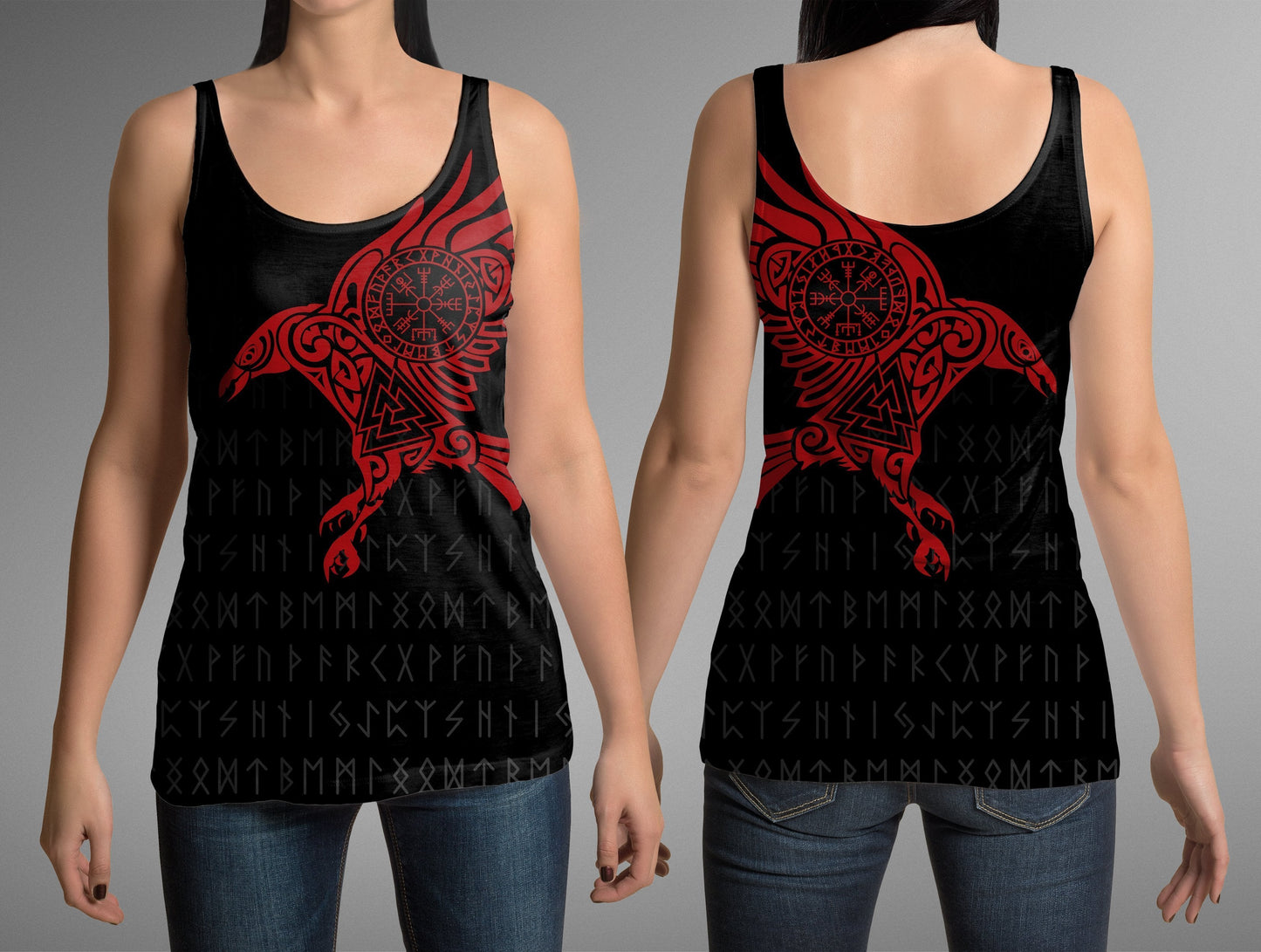 Vikings - The Raven of Odin Tattoo Red Hoodie - Amaze Style™-Apparel