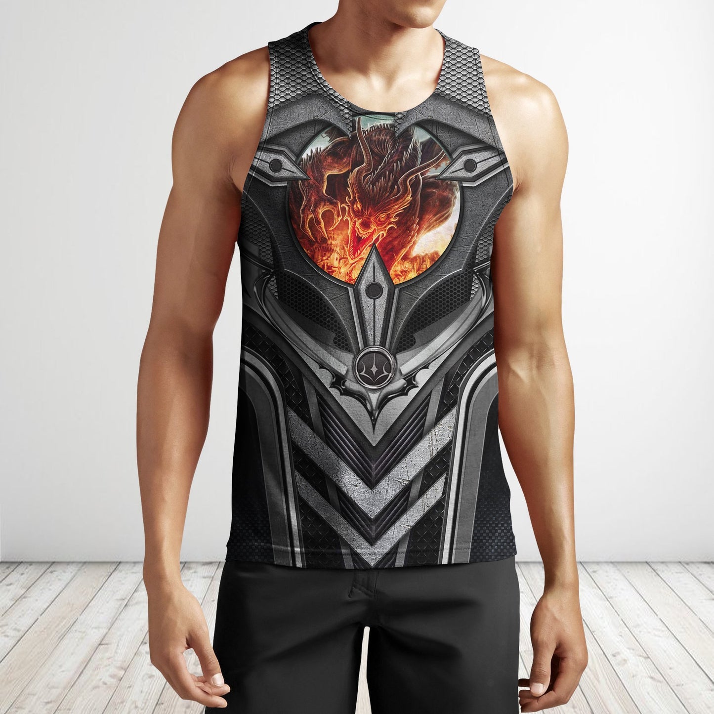 3D Tattoo and Dungeon Dragon Hoodie HAC101201-Apparel-NM-Men's tank top-S-Vibe Cosy™