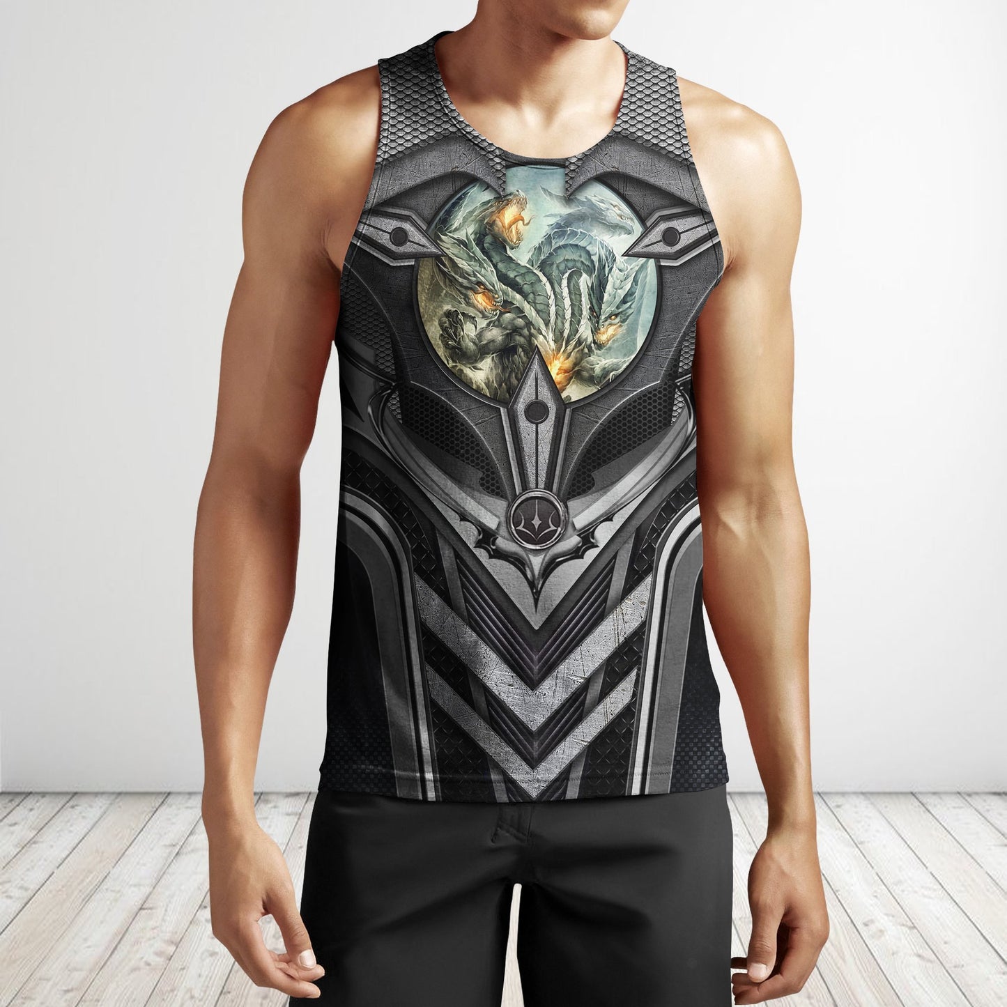 3D Tattoo and Dungeon Dragon Hoodie HAC101203-Apparel-NM-Men's tank top-S-Vibe Cosy™